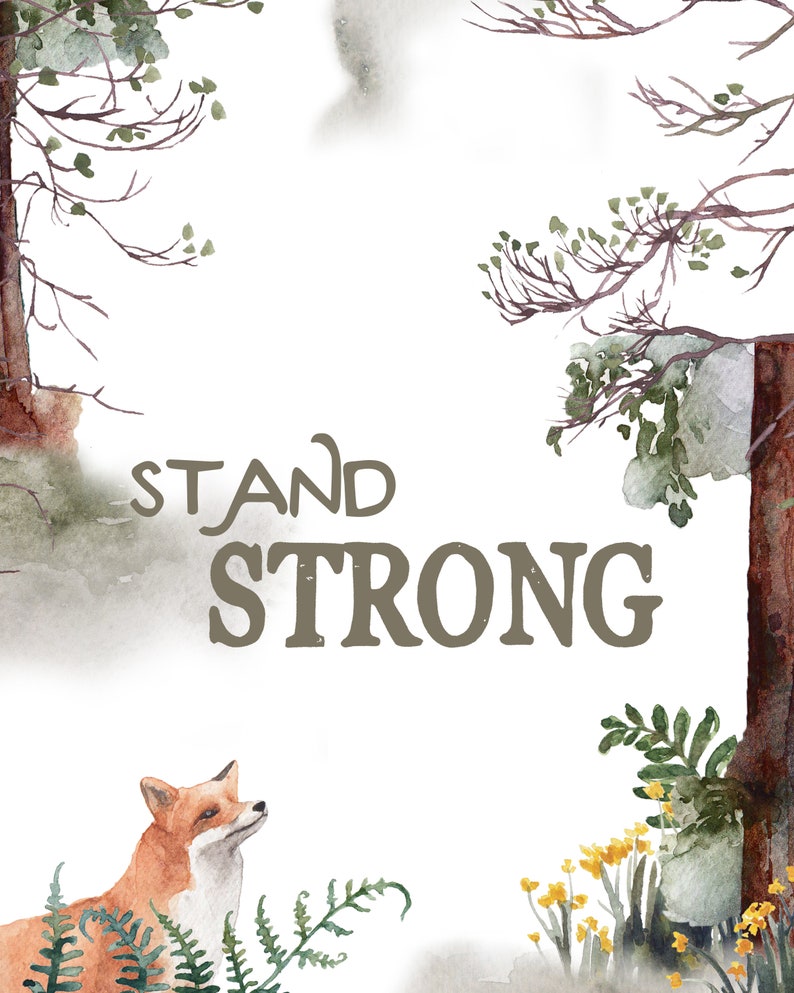 Woodland Nursery Prints Set of 3 New Baby Wall Decor Forrest Animal Theme Be Brave Stay Strong Dream Big winter baby shower image 4