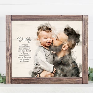 Father's Day Portrait // Father Son Watercolor // first dad gift // Father's Day Gift