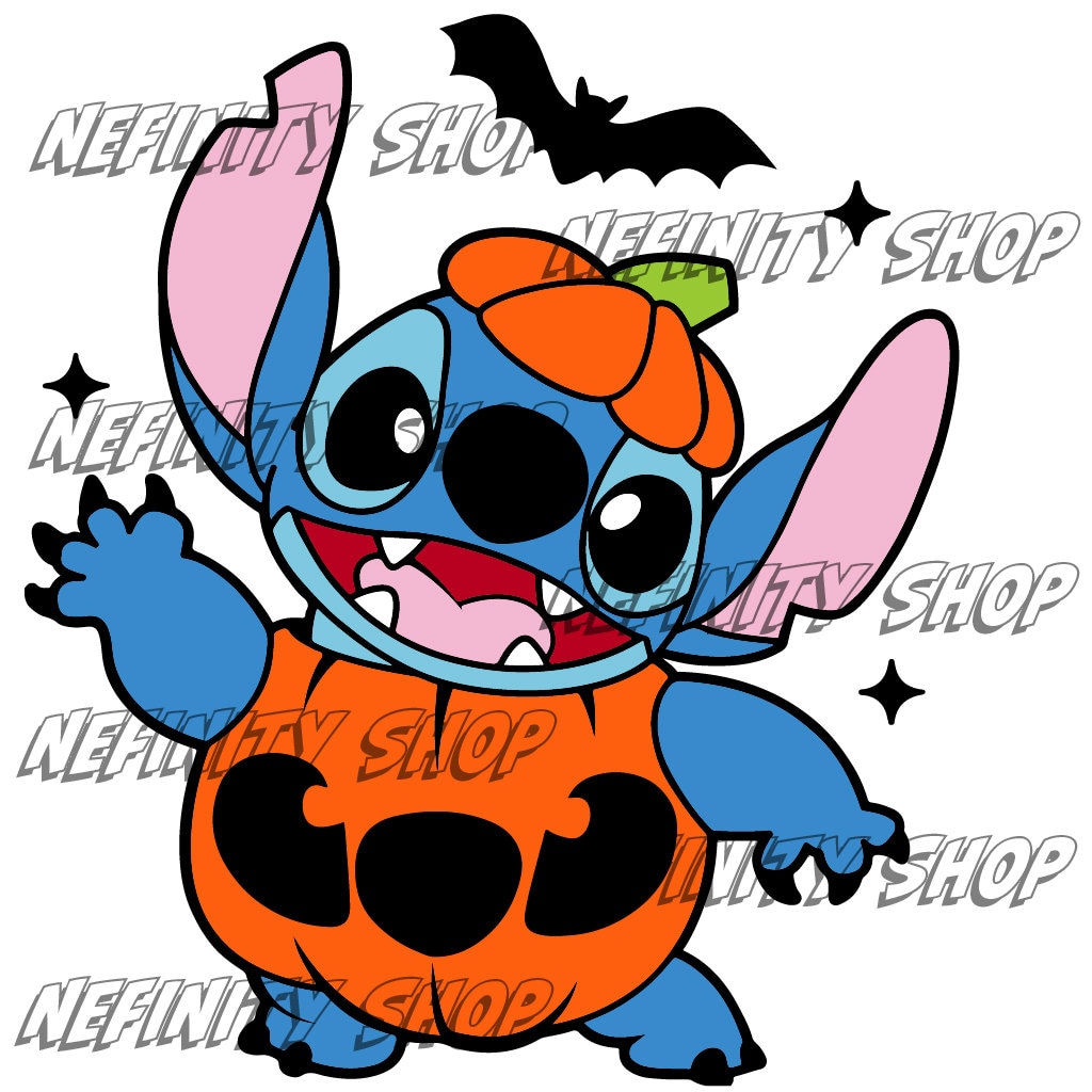 Camiseta Basica Stitch Halloween Abobora Fofo Desenho Noite Terror Desenho  Cute-nd Barato Promoção