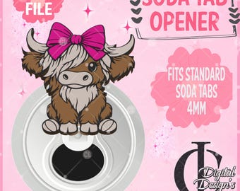 Heart highland Cow Soda Tab Opener, STL, 3Mf Files, Can Opener