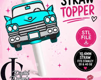 Cadilliac Eldarado, 3D Printed Straw Topper, Stanley Tumblers, PLA Accessory