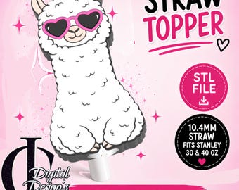 Lama, 3D Printed Straw Topper, Stanley Tumblers, PLA Accessory, Cup Charms