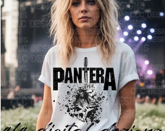 Pantera Band T-Shirt Mockup, Female Model, Realistic (Digital Download)