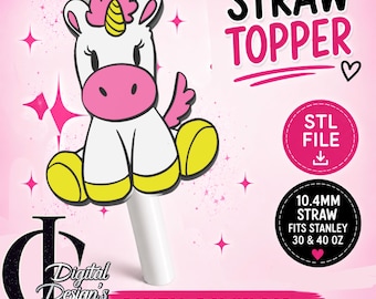 Unicorn, 3D Printed Straw Topper, Girl toys, Floaty, Stanley Tumblers, PLA Accessory, Cup Charms