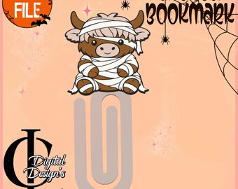Mummy Highland Cow, Bookmark Paperclip, 3D STL, PLA Accessory