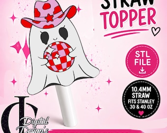 Disco Ghost, 3D Printed Straw Topper, Halloween, STL, Stanley Tumblers, PLA Accessory, Cup Charms
