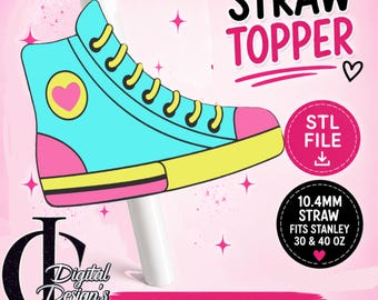 Converse, 3D Printed Straw Topper, STL, Stanley Tumblers, PLA Accessory, 90s