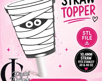 Mummy Solo Cup, 3D Printed Straw Topper, Stanley Tumblers, PLA Accessory, Cup Charms