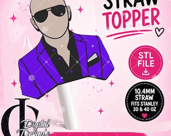 Latino Singer, 3D Printed Straw Topper, Stanley Tumblers, PLA Accessory, Cup Charms