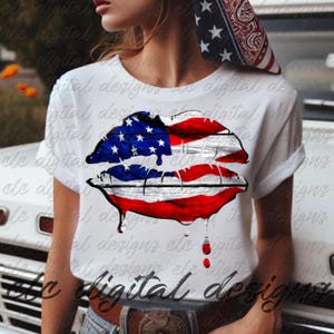 Trendige Designs png, Amerika, Lippen png, Flagge png, Shirt Mockup png, Digitaler Download, Sublimation png, Hohe Auflösung, JPEG, DTF Design