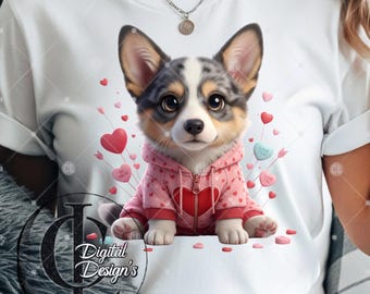 Corgi Instant download, Animal Wall Art, Cozy Cottage core Decor, whimsical, valentine decor