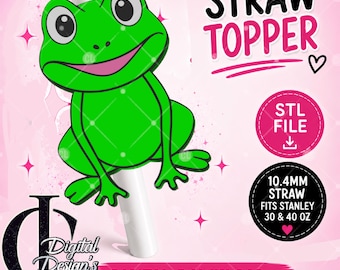 3D Printed Straw Topper, Froggy, Stanley Tumblers, PLA Accessory, Cup Charms