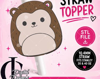 Hedgehog Squish, 3D Printed Straw Topper, Stanley Tumblers, PLA Accessory, Cup Charms