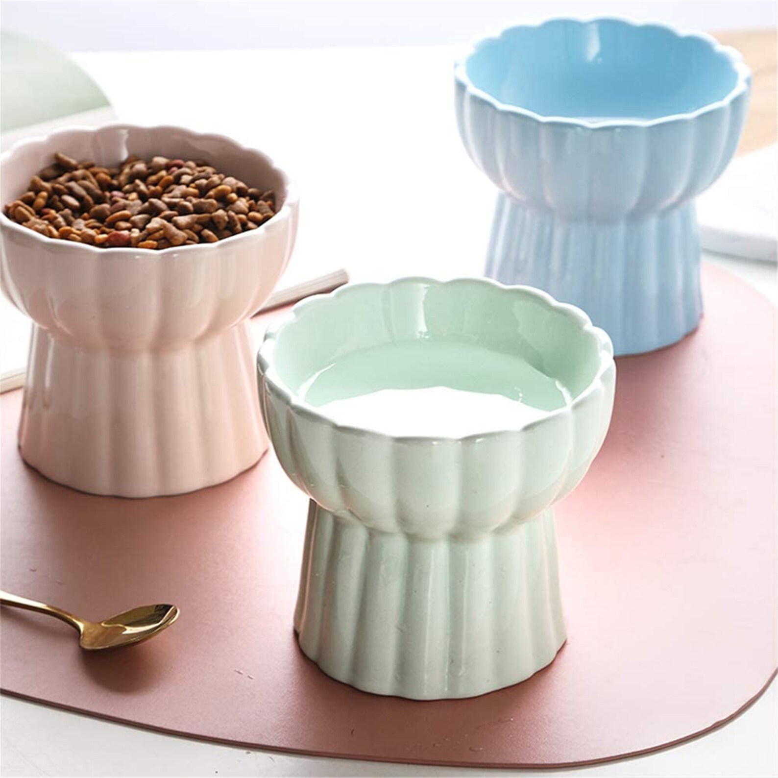 Ceramic Raised Cat Bowls Elevated Food or Water Bowls Stress Etsy