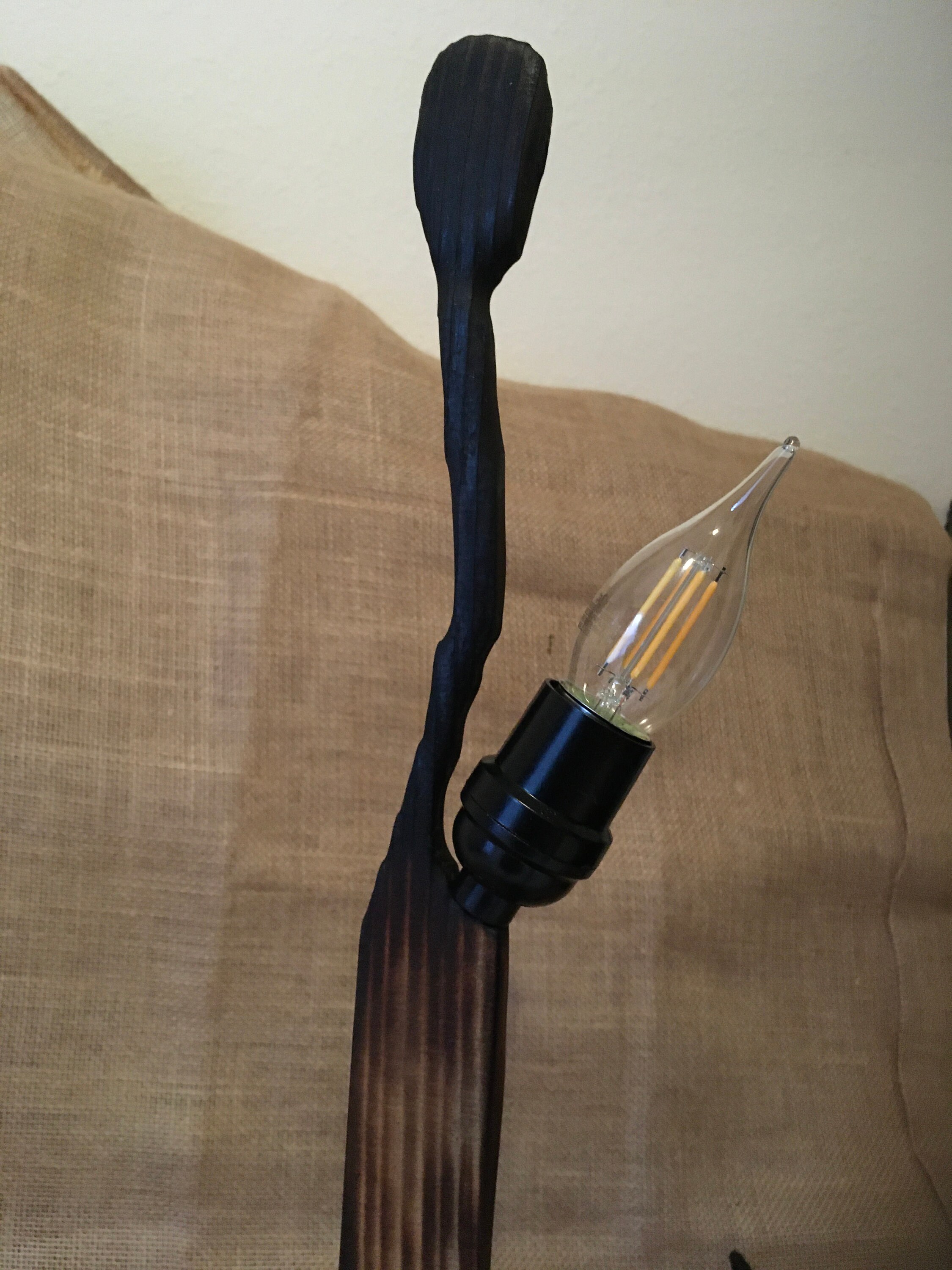 Gebranntes Holz mit Dimmerlicht mit Kupferplatte am Ständer | Etsy