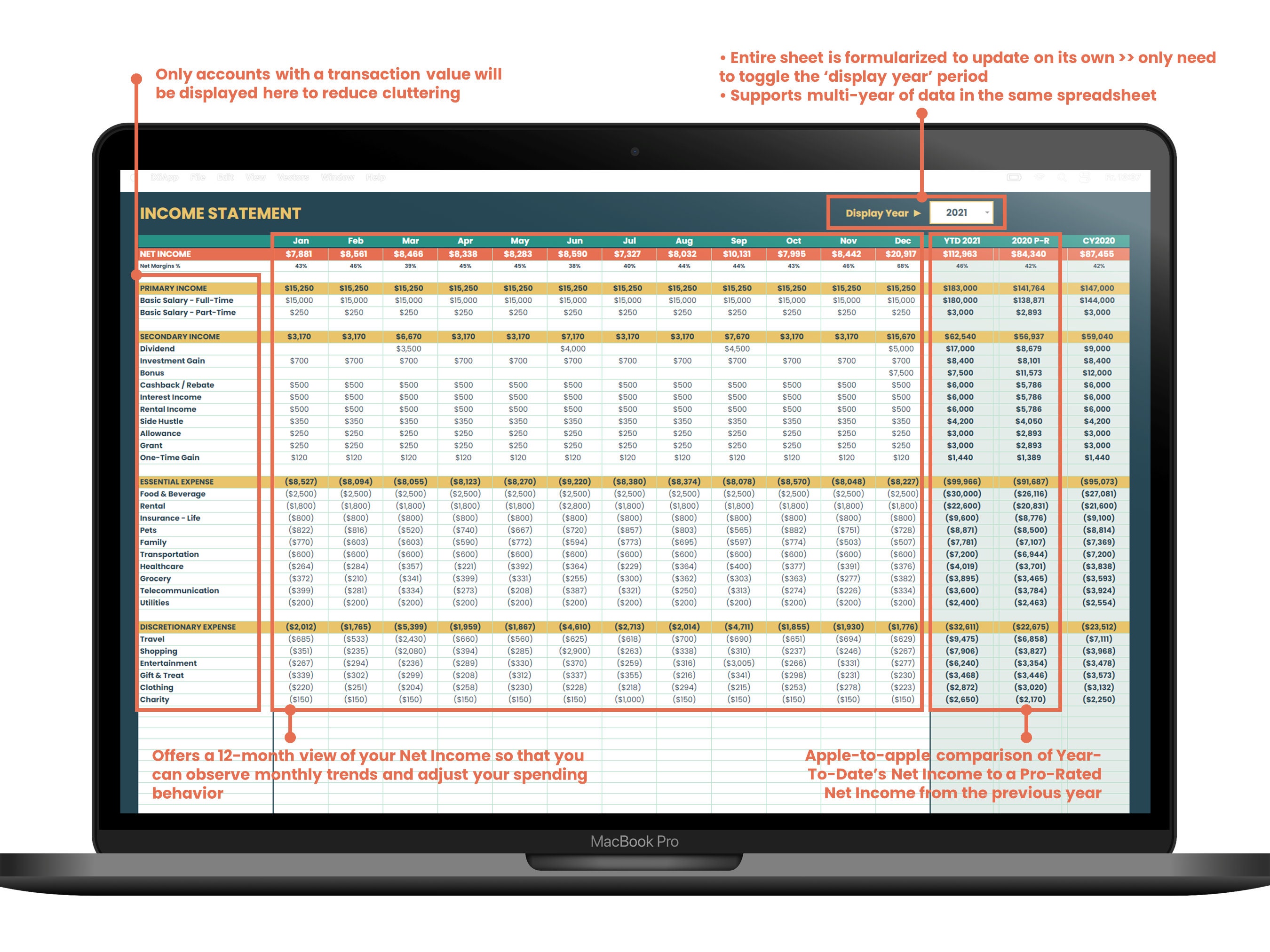 Personal Net Income Tracker [multi-year] | Personal Finance | Google ...