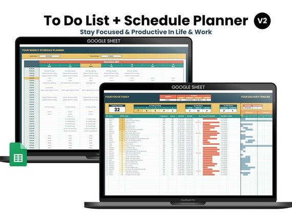 To Do List & Weekly Schedule Planner V2 [Multi-Year] | Google Sheets Only | Excel Not Supported