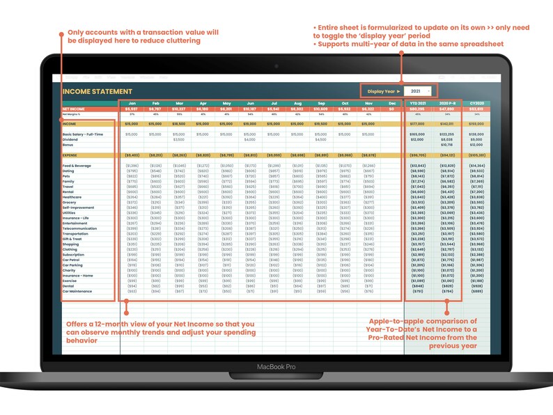 Personal Net Worth & Net Income Tracker [multi-year] | Personal Finance ...