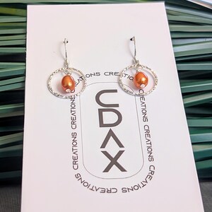 Copper Pearl Hoop in Sterling Silver, Pearl Drop Earrings bild 8