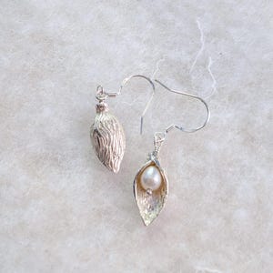 Calla Lily Pearl Earrings in Sterling silver image 2