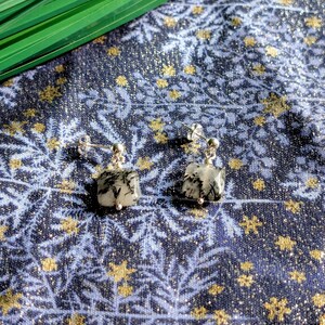 Black Tourmalated Quartz Earrings in Sterling Silver, Quartz Dangles afbeelding 6