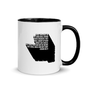 Attendez la tasse d’Écriture du Seigneur, tasse basée sur la foi avec de la couleur à l’intérieur