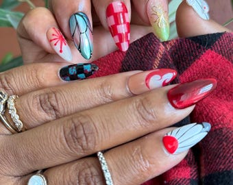 Press Ons | Demon Slayer Inspired Nails | Anime Nails