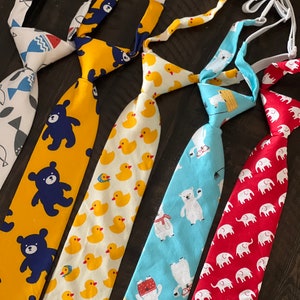 Youth Big Boy Pre-Tied Neckties Cute Fun Neckties Polar Bear Fish Elephant Animal Printn 7 year old to 12 year old