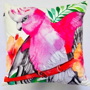 Australian Pink Grey Galah Cushion Cover Australian Souvenir 45cm x 45cm