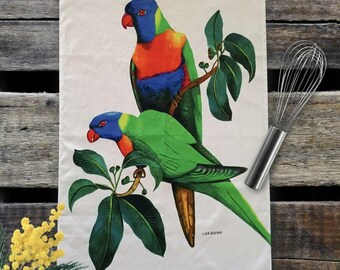 Australian Lorikeets Tea Towel Australian Souvenir 70cm x 50cm