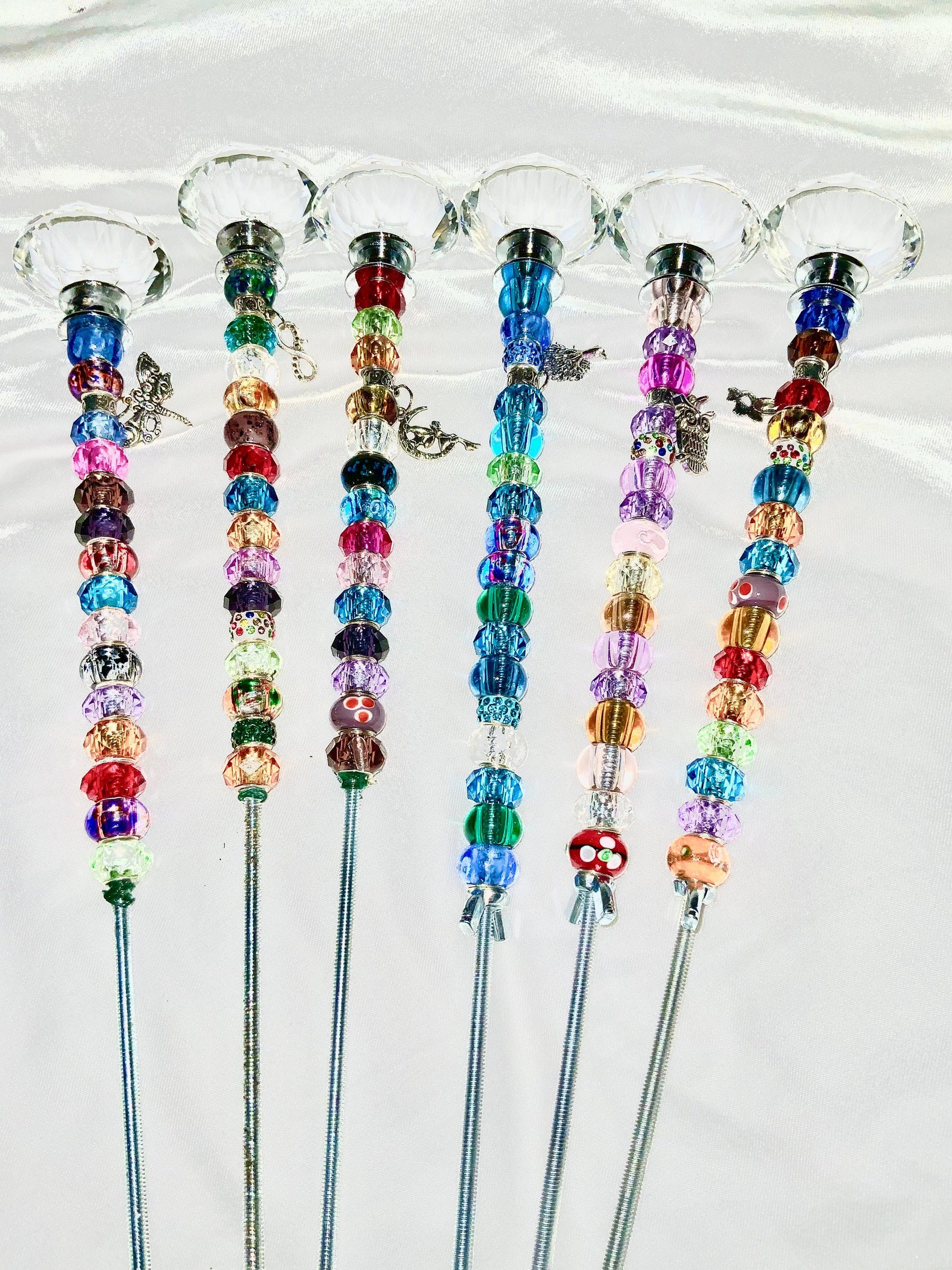 Crystal Beaded Garden Stakes/yard art/garden decor/garden Etsy
