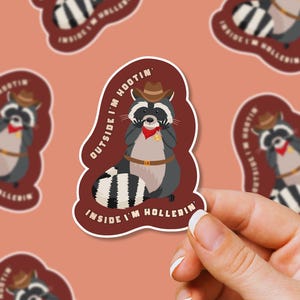 Adesivo Hootin’ Raccoon – Adesivo de vinil engraçado de guaxinim para laptops, garrafas de água e diários