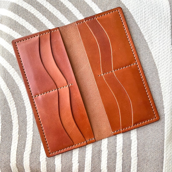 Leather Long Wallet, Full-Grain Leather, Luxury leather, American Made Leather Goods, Handmade Leather Wallet, Rustic Leather Wallet.