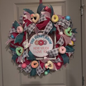 Doughnut Wreath, I love you wreath, Valentine Wreath, Wedding Wreath