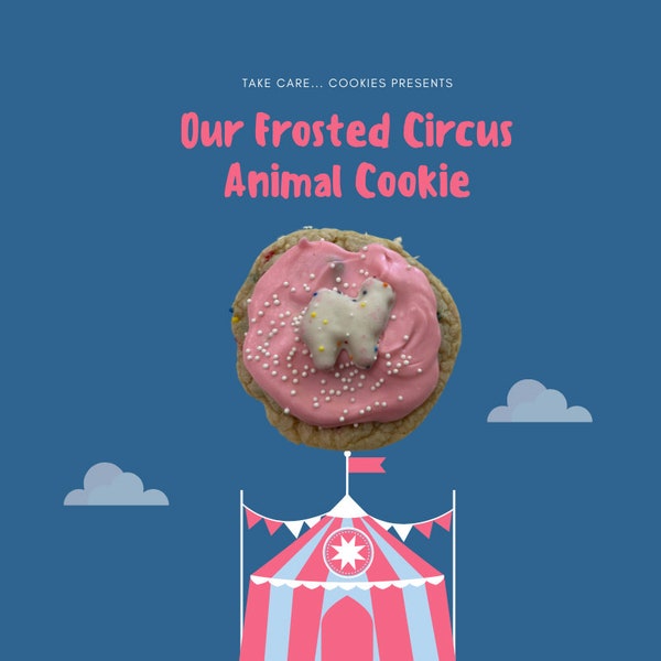 Frosted Circus Animal Cookie Small Batch Baked Shipped Gourmet Chocolate Sprinkles