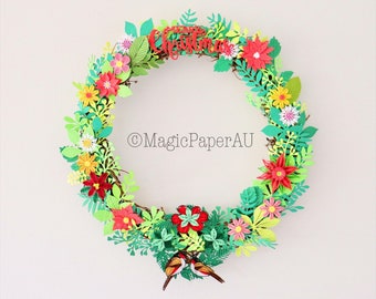 Paper Holly Christmas Wreath, Xmas Jingle Door Wreath, Paper Christmas Decoration, Quilling Holidays Wreath, Season Greeting Wreath Handmade