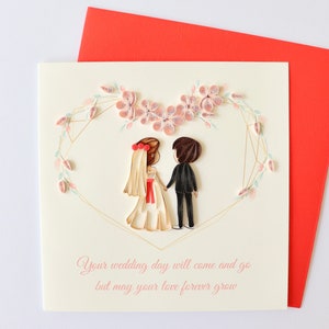 Cartão de parabéns de casamento, cartão de casamento acolchoado, cartão de feliz dia de casamento, cartão de parabéns, cartão de noivo e noiva, cartão artesanal