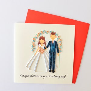 Cartão de felicitações de noiva e noivo de anime de casamento, cartão de casamento acolchoado, cartão de feliz dia de casamento, cartão de parabéns, cartão de noivo e noiva
