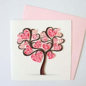 Love Tree Card, Anniversary Card for Couple, Tree of Hearts Quilling Card, Valentine Card for Her/ Him, Sympathy Card, Handmade Couple Card