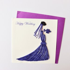 Cartão de felicitações de noiva de casamento, cartão de casamento acolchoado, cartão de feliz dia de casamento, cartão de parabéns, cartão artesanal de noivo e noiva