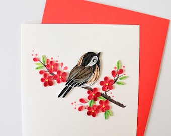 Bird Quilling Card, Handmade Bird Greeting Card, Animal Greeting Card, Wild Life Greeting Card, Nature Thank You Card, Quilled Bird Card