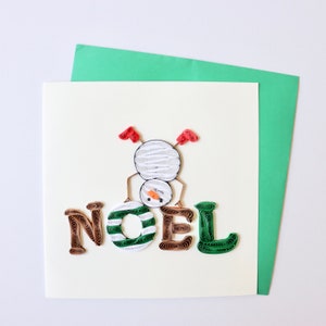 Snowman Noel Card, Merry Christmas Card, Handmade Holidays Xmas Card, Unique Quilling Seasons Greeting Card, Funny Christmas Gift Card