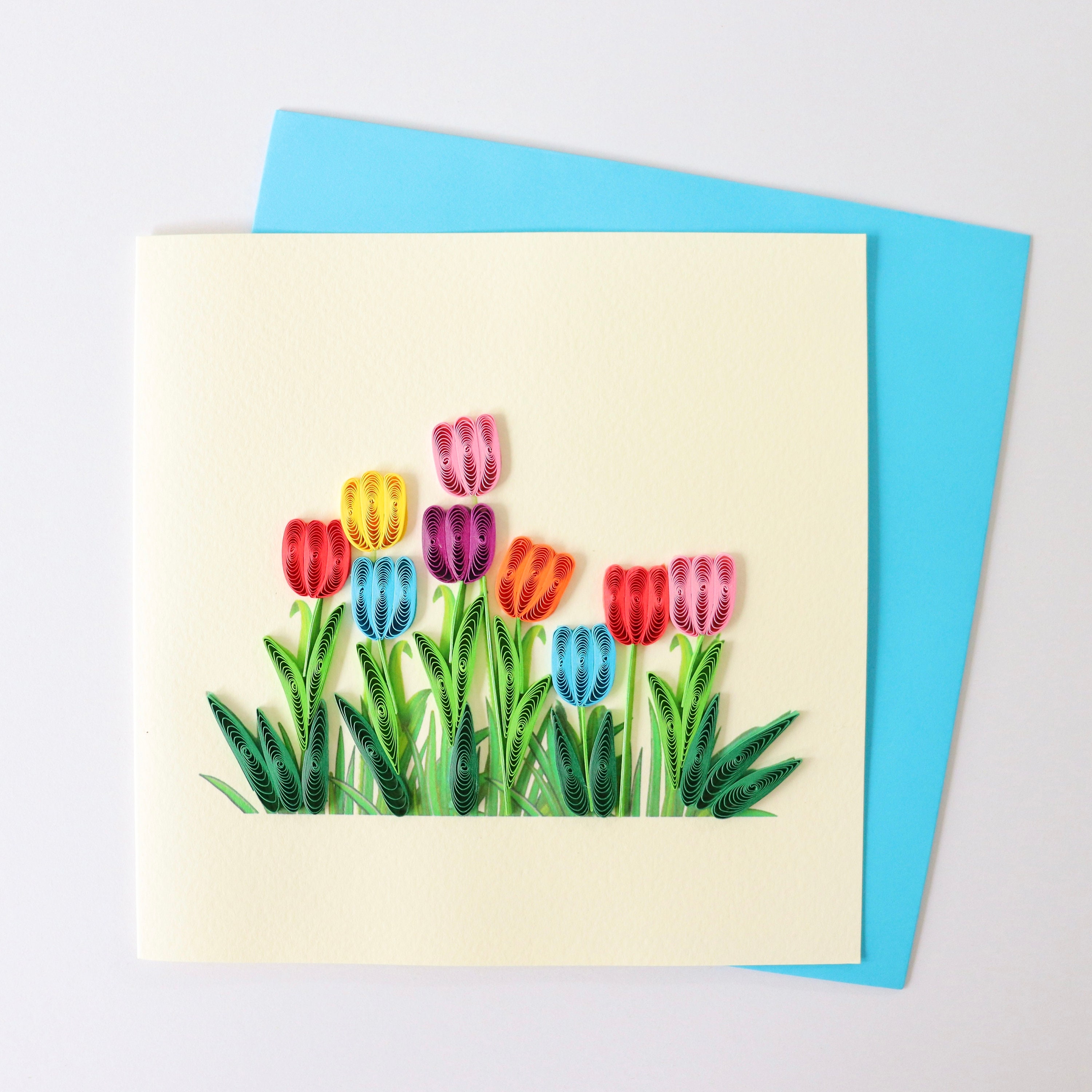 Quilling Tulip Greeting Card Tulip Birthday Card Floral Etsy