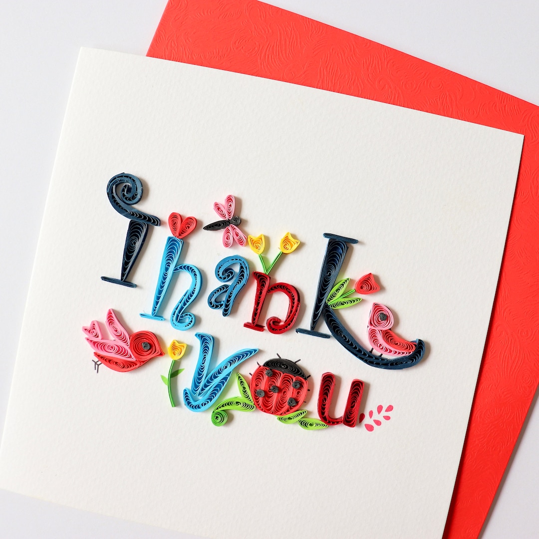 Handmade Thank You Card, Quilling Thank You Card Card, Floral Quilling