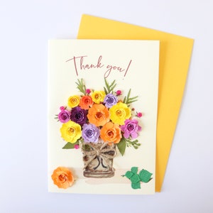 3D Blumen Dankeskarte, Geburtstagskarte, Florale Grußkarte, Dankeskarte, Handgemachte Get Well Soon Karte, Blumen Geschenkkarte