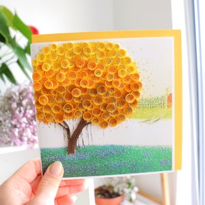 Quilling HerbstBaum Grußkarte, Geburtstagskarte, Baum Quilling, Landschaft Dankeskarte, Handgemachte Get Well Soon Karte, Original Quilling Papier