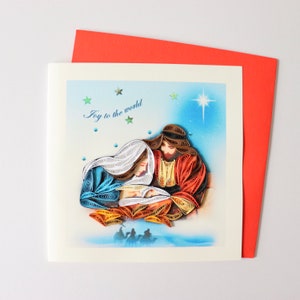 Cartolina di Natale del Presepe, Cartolina di Natale delle Feste, Cartolina di Auguri delle Stagioni di Quilling, Cartolina di Buon Natale, Cartolina regalo di Natale religiosa,