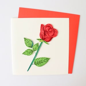 Rote Rose Grußkarte, Quilling Wild Rose Karte, Dankeskarte, Florale Geburtstagskarte, Valentinstagskarte, Rose Art Grußkarte