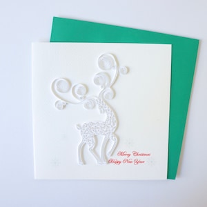 Cartolina Cervo di Natale, Cartolina di Buon Natale, Cartolina di Natale, Cartolina di Auguri delle Stagioni di Quilling, Carta regalo di Natale, Carta regalo delle Festività