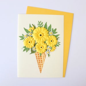 Flower 3D Card, Floral Birthday Card, Paper Flower Bouquet Card, Handmade Greeting Card, Thank You Card, Graduation Card, Get Well Soon Card